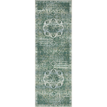 Mika In/out Area Rug by Loloi, Green / Mist, 2'5"x7'8"