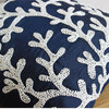 Coral Design 12"x12" Art Silk Navy Blue Decorative Pillows Cover, Navy Corals