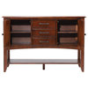 Sideboard With Large Display Shelf, 3 Drawers 2 Storage Cabinets, Chestnut Brown