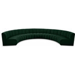Meridian Furniture - Infinity Black Boucle Fabric Upholstered Arc Shaped Modular Sectional, Green, 7-Piece, Arc-Shaped - Mix and match this Infinity boucle fabric modular chair with other items in the Infinity collection to find the best possible seating solution for your gang. Rich green boucle fabric feels welcoming and soft to the skin, so you stay seated comfortably for the big game or while watching your favorite programs. Deep channel tufting adds to the longevity and durability of this modular chair while giving it texture.