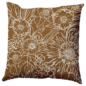 18" x 18" Zentangle Decorative Indoor Pillow, Brown