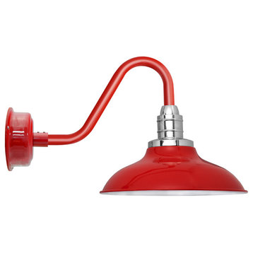 Peony LED Barn Light With Vintage-Style Arm, Cherry Red, 10"