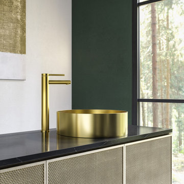 Modern Cabinet Sink Basin Faucet Kitchen Wash Round Hotel Bathroom Sink