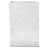 Ceramic Tall Vase with Embossed Wave Pattern Design Matte White Finish, Large