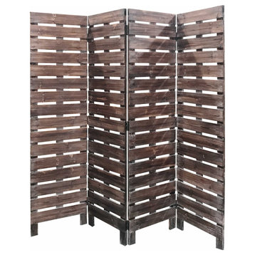 HomeRoots 4 Panel Silver Room Divider