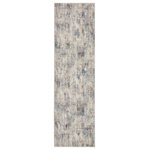Nourison - Calvin Klein CK022 Infinity 2'2" x 7'6" Ivory Grey Blue Modern Indoor Area Rug - With its artful, vertical stripe pattern, this abstract rug from the Calvin Klein Infinity collection brings a subtle surge of energy to your space. The distressed design is presented in calming shades of blue, grey, and ivory. Machine-made for modern living from durable, softly textured fibers that are easy to clean.