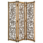 Tommy Bahama Home - Exuma Screen - Replicating a work of art, the craftsmanship required to twist rattan is evidenced in this three panel screen. Its versatility includes utilizing as a room divide, or as a decorative piece. Its leather wrapped frame is beautifully contrasted by antique brass finished metal ferrules.