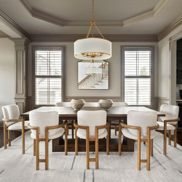 Elegant Transitional Dining Room with Coffered Ceiling