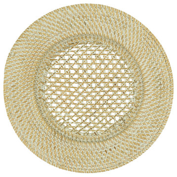 Round Design Rattan Charger Plates, Set of 4 pcs, White