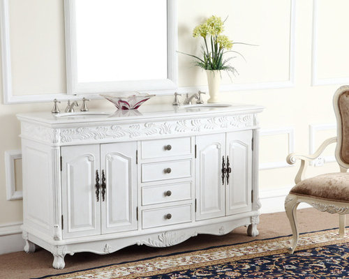 Antique Bathroom Vanities Antique Adelina 63 inch White Antique Double Bathroom Vanity - Bathroom Vanities And Sink Consoles - Antique Bathroom Vanities