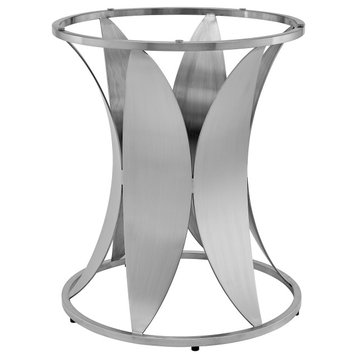 Petal Modern Glass and Stainless Steel Round Pedestal Dining Table