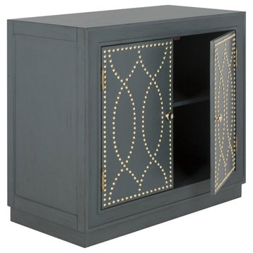 Safavieh Yuna Accent Chest in Steel Teal and Gold