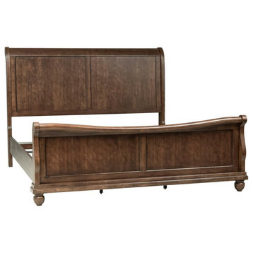 Queen Sleigh Bed (589-BR-QSL), Rustic Cherry Finish