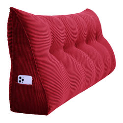 WOWMAX - Bed Backrest Wedge Reading Pillow Daybed Headboard Cushion Red, 59x20x8 - Bed Pillows