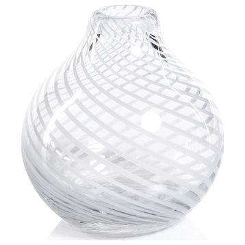 Chantilly White Swirl Glass Bud Vase, Onion