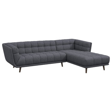 Allen Mid Century Modern Living Room Corner Fabric Linen Sectional Sofa in Gray