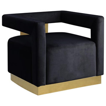 Connor Velvet Upholstered Accent Chair In Black