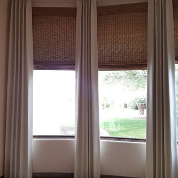 HD Woven Wood shades with Drapery Panels