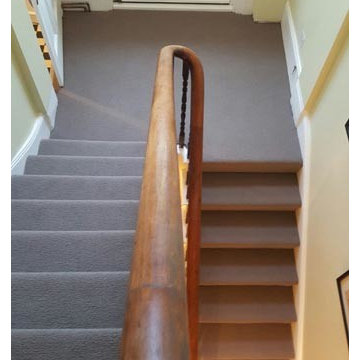 Brown Carpet Installation to Stairs