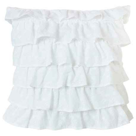 Tiered Ruffled Eyelet Pillow, 18x18