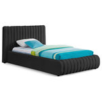 Meridian Furniture - Nash Boucle Fabric Upholstered Bed, Black, Twin - Reimagine your bedroom space when you make this Nash boucle fabric bed your own. This lovely bed features a heavily tufted headboard and footboard for a dimensional look that's both modern and elegant at the same time. The bed is upholstered all over with soft rich black boucle fabric that is welcoming to the touch and super soft against your back as you sit in bed to read or watch TV.