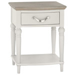 Bentley Designs - Montreux Grey and Washed Oak Furniture Nightstand - Montreux Grey & Washed Oak Nightstand is beautifully crafted. Design features such as gently bowed fronts, classical corniced tops and turned legs demonstrate attention to detail, whereas practical Blum soft-closing drawer runners, high quality hardware and a durable protective finish all attest to the quality of this elegant range.