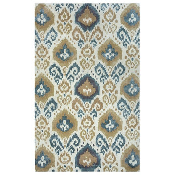 Rizzy Home Gillespie Avenue GV8628 Ivory Ikat Area Rug, Rectangular 8'x10'