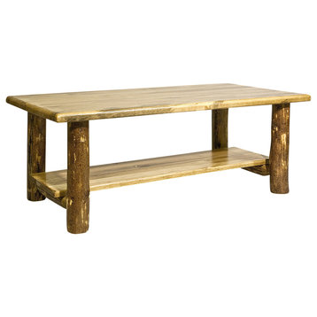 Montana Woodworks Glacier Country Wood Coffee Table with Shelf in Brown