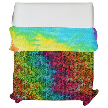 Bird Tie Dye Print Queen Cotton Kantha Quilt Blanket Bedspread, Queen, Multi