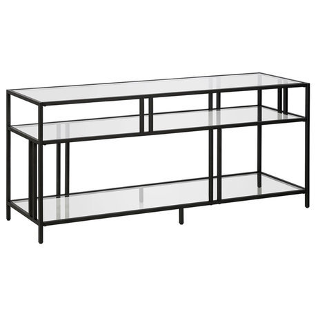 Henn&Hart 55" Blackened Bronze Metal/Glass TV Stand