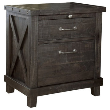 Bowery Hill 2 Drawers Wood Nightstand with Metal Pulls in Cafe Brown
