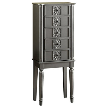 Tammy Jewelry Armoire, White and Silver