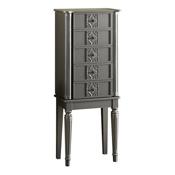 Tammy Jewelry Armoire, White and Silver