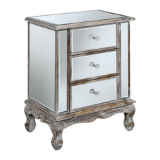 Gold Coast Vineyard Mirrored 3 Drawer End Table