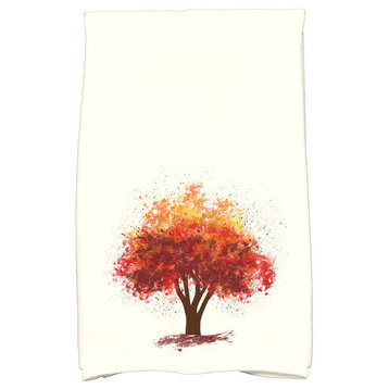 Fall Bounty Floral Print Kitchen Towel, Brown