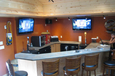 Example of a large classic indoor rectangular natural hot tub design in Other with decking