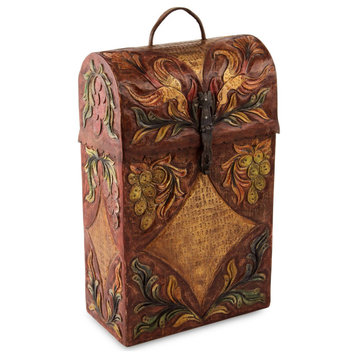 NOVICA Colonial Vineyard And Mohena And Leather Wine Case