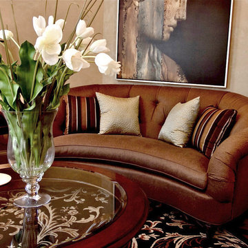 Orange Tufted Curved Sofa