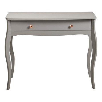 Modern Dressing Table, Grey Finished MDF With Rose Gold Handles and 1-Drawer