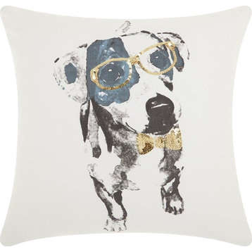 Mina Victory Trendy New Age Glitter Dalmation Gold Throw Pillow, 18"x18"
