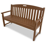 POLYWOOD - Yacht Club 60" Bench, Tree House - The stylish yet roomy Trex Outdoor Furniture Yacht Club 60" Bench is an ideal way to add more seating to your outdoor entertaining space. The seat is contoured for greater comfort while the slats are designed to be easy on your back. Available in a variety of attractive, fade resistant colors, youre sure to find just the right match to coordinate with your Trex deck. Backed by a 20-year warranty and made with solid HDPE recycled lumber, you dont have to worry about it rotting, cracking or splintering like traditional wood furniture. And its extremely low-maintenance, as it doesnt require any painting or staining. It also resists weather, food and beverage stains, and environmental stresses.