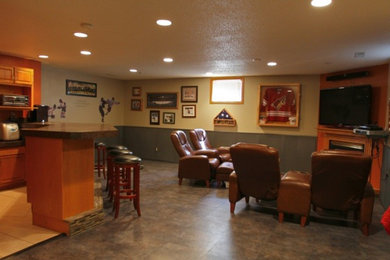 Example of a minimalist basement design in Boston