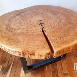 Round Coffee Table- Live Edge- Industrial- Tree Slice- Log- Rustic - Coffee Tables