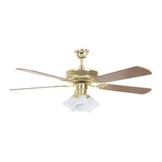 52" Heritage Home Ceiling Fan W/Light Kit, Oil Polished Brass, Brass