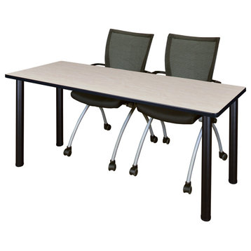 72" x 24" Kee Training Table- Maple/ Black & 2 Apprentice Chairs- Black