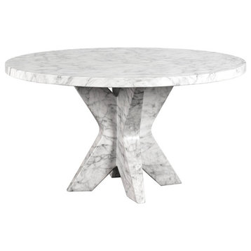Cypher Dining Table Base Marble Look, White