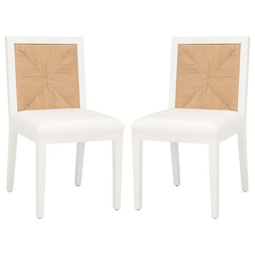Safavieh Couture Emilio Woven Dining Chair, White/Natural