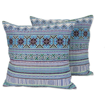 Novica Hmong Nature Cotton Blend Cushion Covers, Set of 2