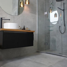Bath floor large tiles
