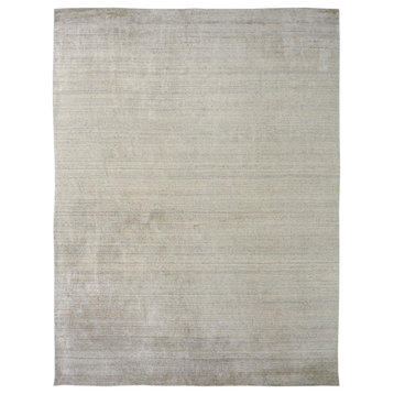 MERIDIAN Cream Hand Made Wool and Silkette Area Rug, Off-White, 8'6"x11'6"